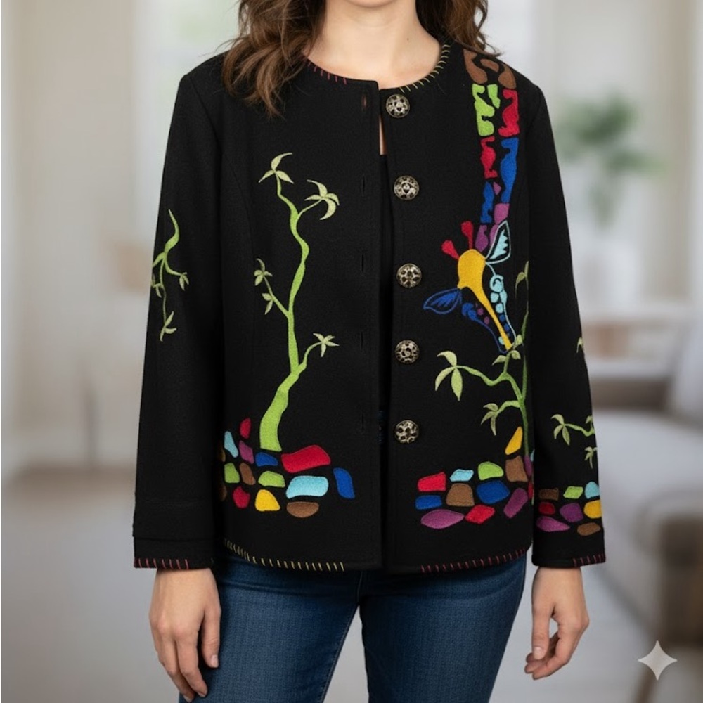 ALLURE Vintage Embroidered Giraffe Jacket